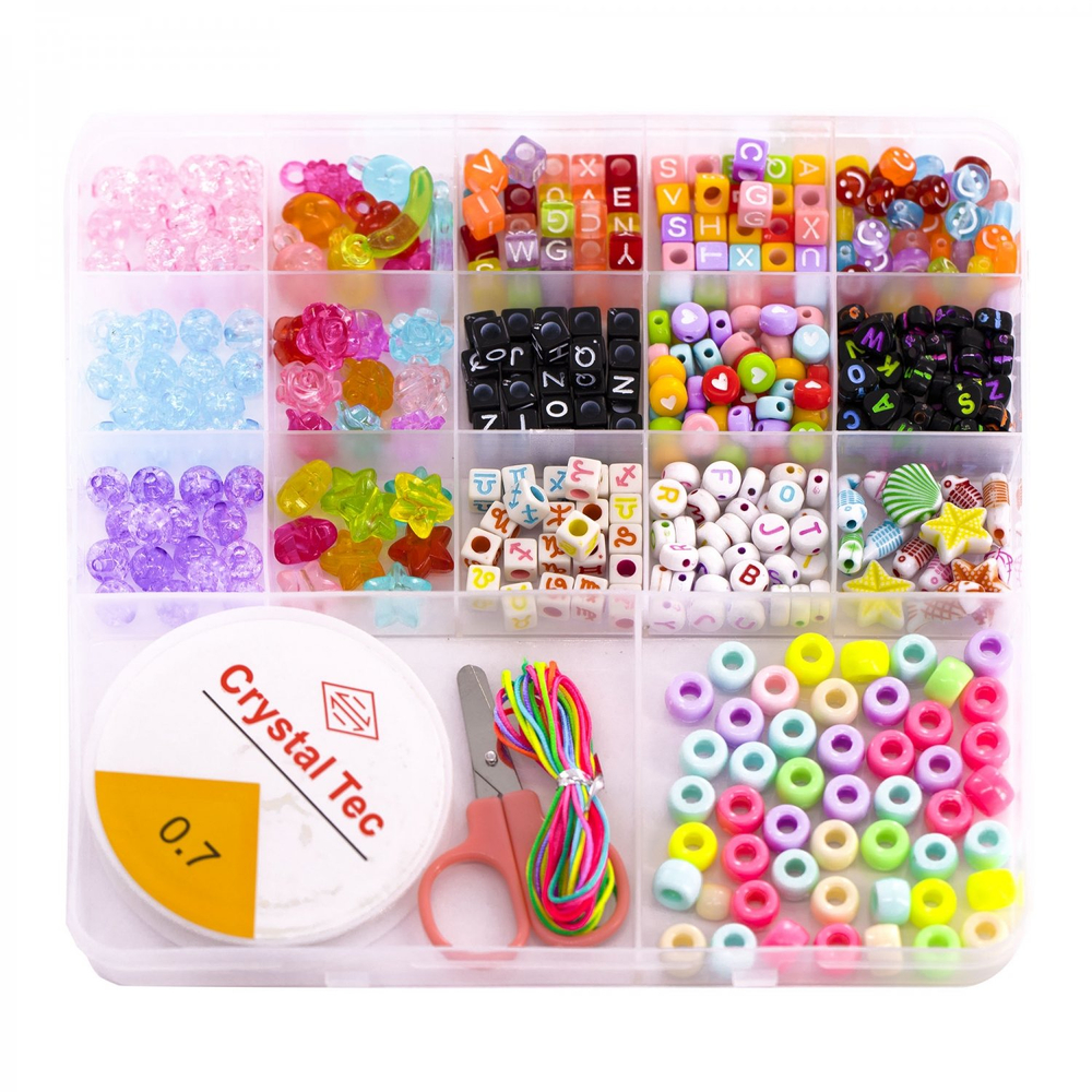 Набор для создания украшений-бусины Alingar, 170х165х18мм, "Бриз", 12 вид.бус., подвес., ножницы, 1х7м леска, 1х2м нить, пластик.пенал с европод.