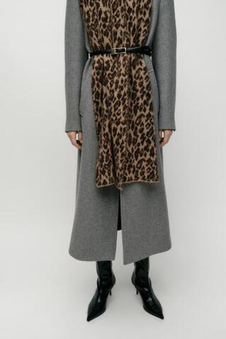 ZARA ШАРФ ИЗ ШЕРСТИ И АЛЬПАКИ С АНИМАЛИСТИЧЕСКИМ УЗОРОМ, ЛЕОПАРДОВЫЙ