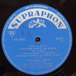 Винтажная виниловая пластинка LP Beethoven Бетховен, Haydn Гайдн, Smetana Quartet, String Quartet In C Major, B Flat Major, Op. 103 (Чехословакия 1969)