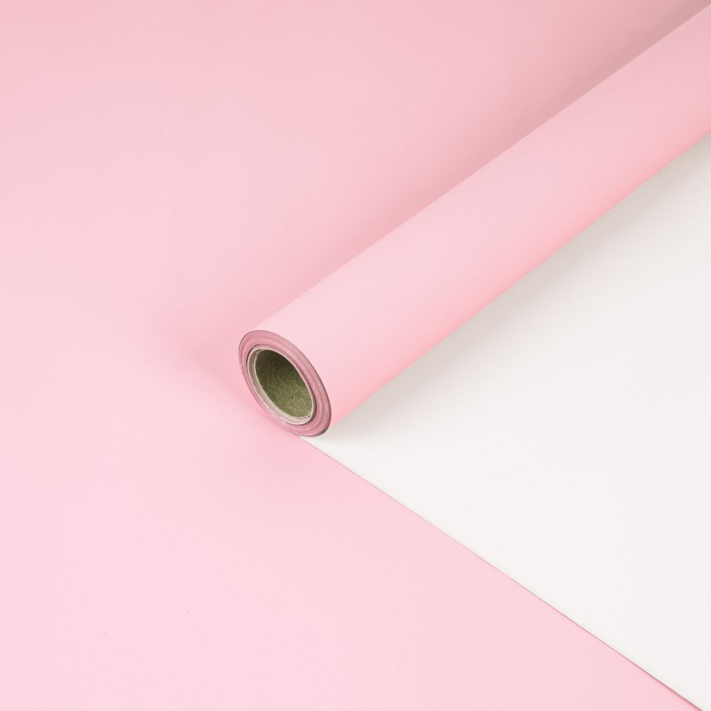 Пленка 2-х сторонняя 58*10м РОЗОВЫЙ МАКАРУНС/БЕЛЫЙ