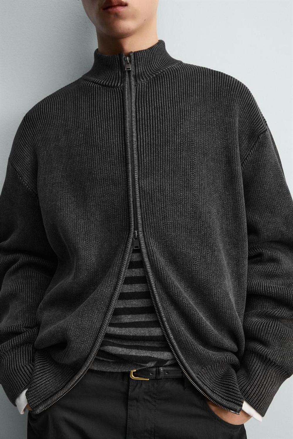 ZARA КАРДИГАН С ЭФФЕКТОМ ПОТЕРТОСТИ, МОРСКОЙ СИНИЙ