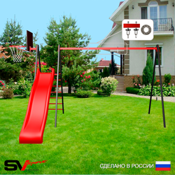 Уличные качели Sv Sport с горкой УК180КП1 (3.7м/Щит баскет/Подвесы на подш 1к)