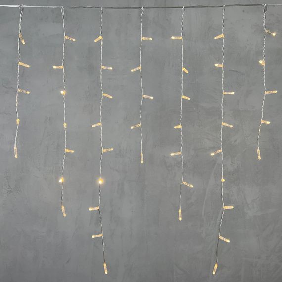 Светодиодная бахрома с колпачком 3,2*0,9 м., 180 теплых белых LED ламп, прозрачный провод ПВХ, IP65, LTC (PIL180CAP-10-2WW)