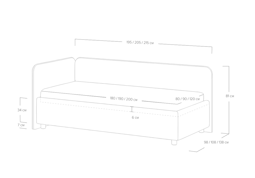 Кровать Capri L (90x200)