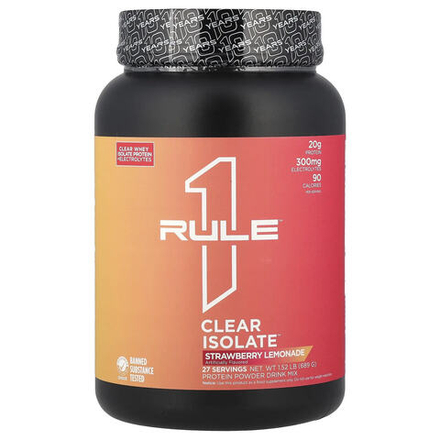 Rule One Proteins, Clear Isolate ™, клубничный лимонад, 689 г (1,52 фунта)