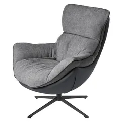 Кресло Hugo тёмно-серая экокожа, шенилл