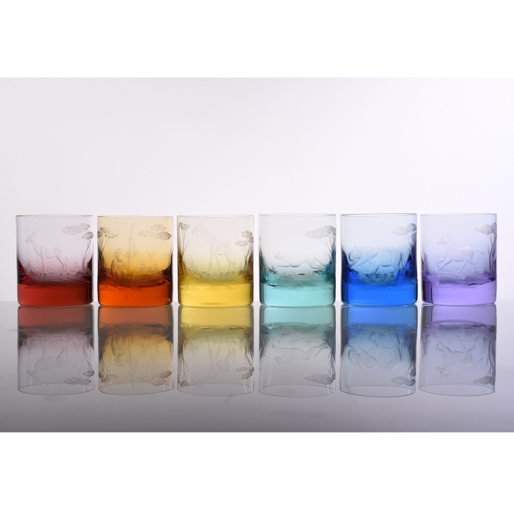 Стаканы Moser Whisky Set с гравировкой 6 цветов, 370 мл (6 шт.)