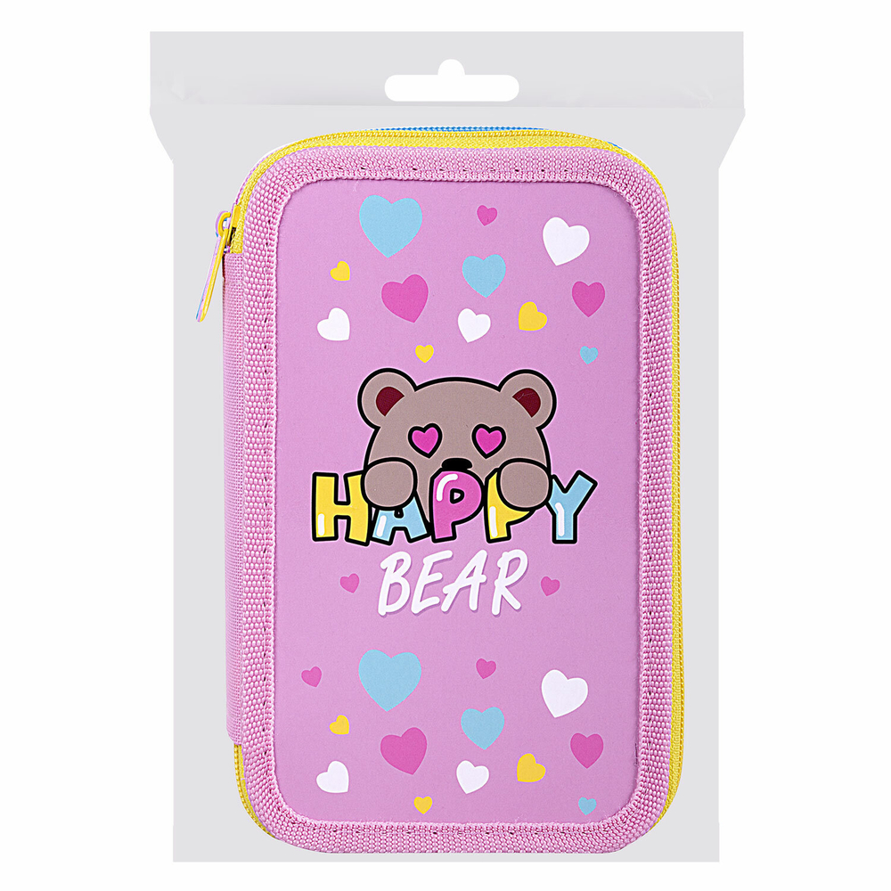 Пенал ПИФАГОР, 3 отделения, ламинированный картон, 19х11 см, "Bear Hugs", 271544
