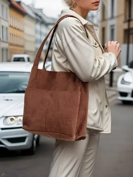 Сумка шоппер на магните с карманами большая