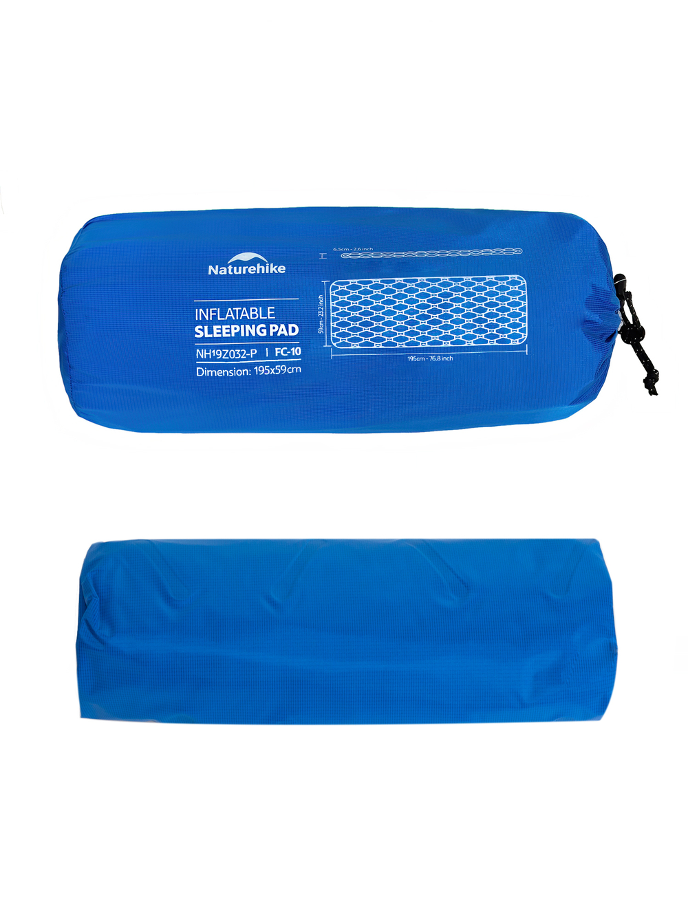 Коврик надувной односпальный Naturehike FC10, синий (NH19Z032-P)