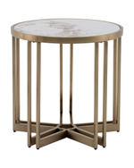 Журнальный столик Алиада 55х55 см светлая керамика сталь шампань