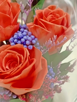 натуральные кустовые розы в стекле, вакуум*