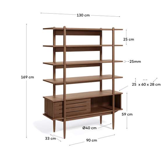 Стеллаж Carolin 169x130 см, массив ореха