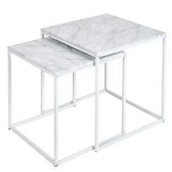 Стол журнальный МеталлАрт М002 белый мрамор/белый
