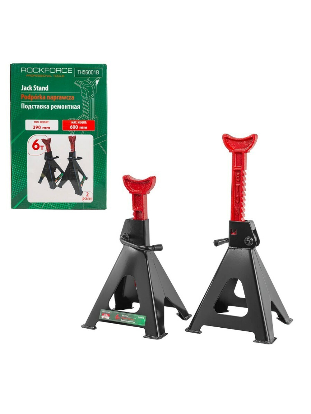 Подставка ремонтная 6т (h min 390мм, h max 600мм) (к-т 2шт) RockForce##Rock FORCE RF-TH56001B(DS)