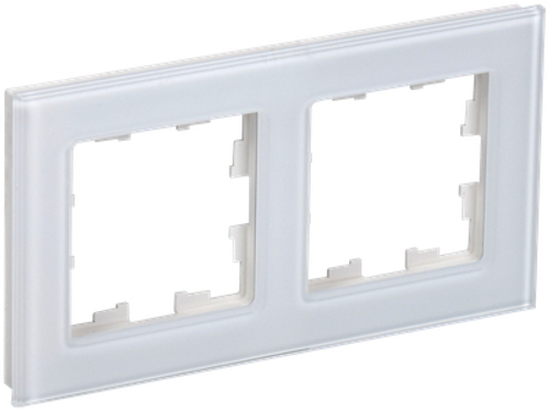 BRITE Рамка 2 -местная РУ-2-2-БрБ стекло белый IEK