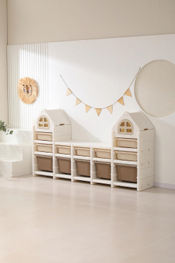 Стеллаж для игрушек UNIX Kids 12 ящиков Camel