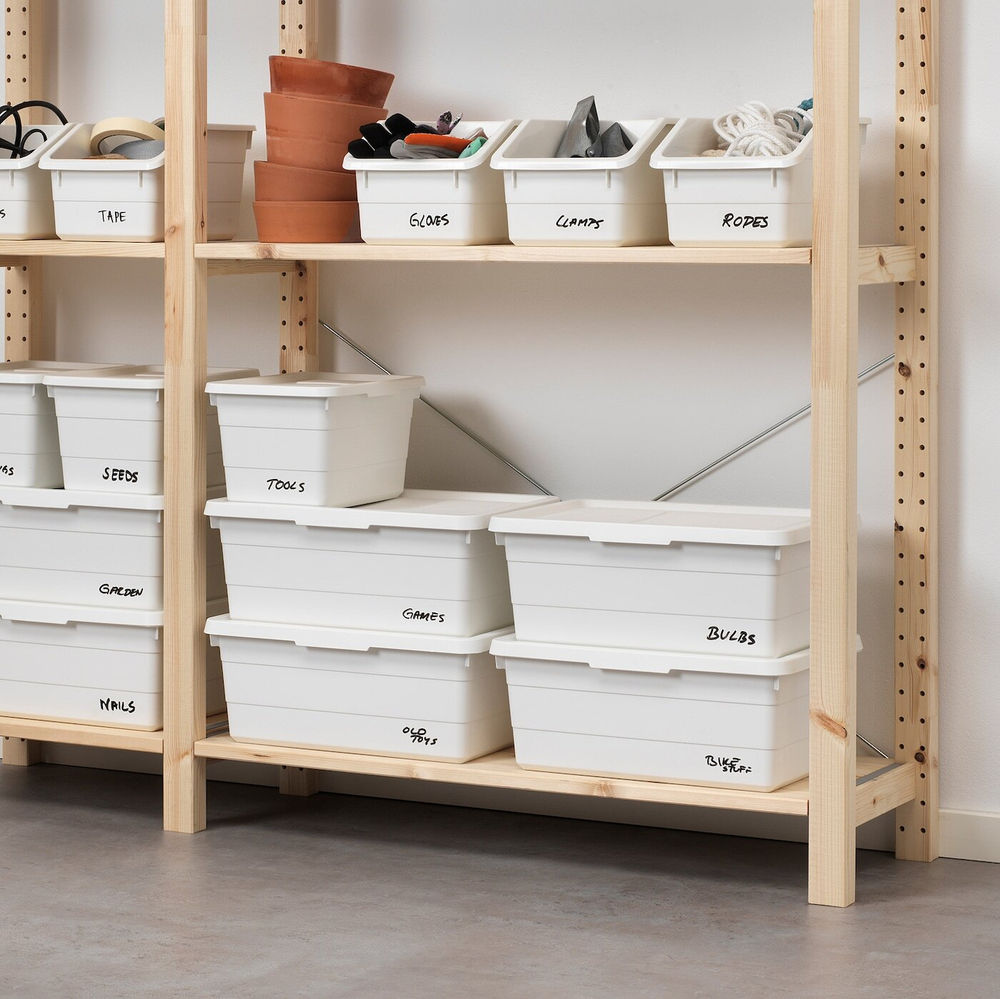 IKEA SOCKERBIT  (ИКЕА СОСКЕРБИТ)  -  Контейнер с крышкой, белый, 38x25x15 см