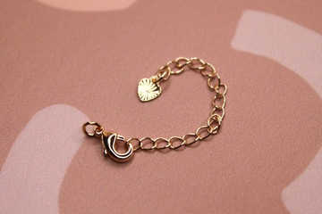 Карабин с цепочкой сердечко 10 мм позолота