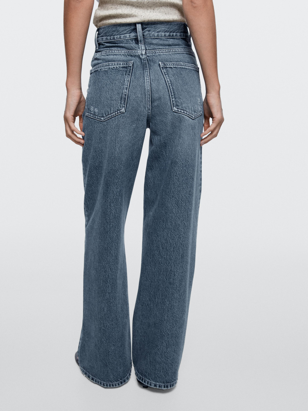 Massimo Dutti Джинсы с широкими штанинами, средне-синий