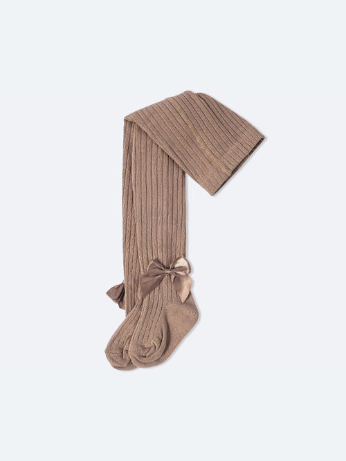 Колготки с бантиком в рубчик, Кофе