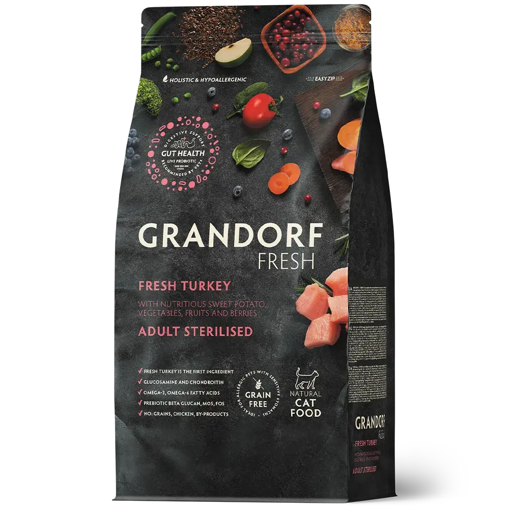 GRANDORF Fresh Cat STERILISED Turkey&Sweet Potato Индейка с бататом для стерил. кошек