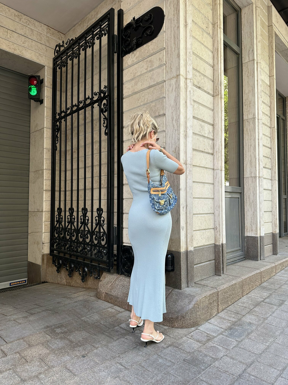 Платье PETRA с коротким рукавом, серо-голубой