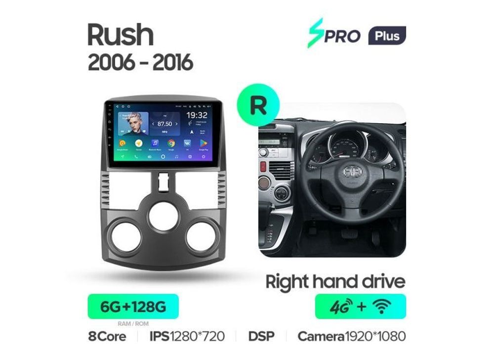 Магнитола Teyes SPRO Plus 6-128 Toyota Rush J200 1 (правый руль) 2006-2016 9.0&quot;