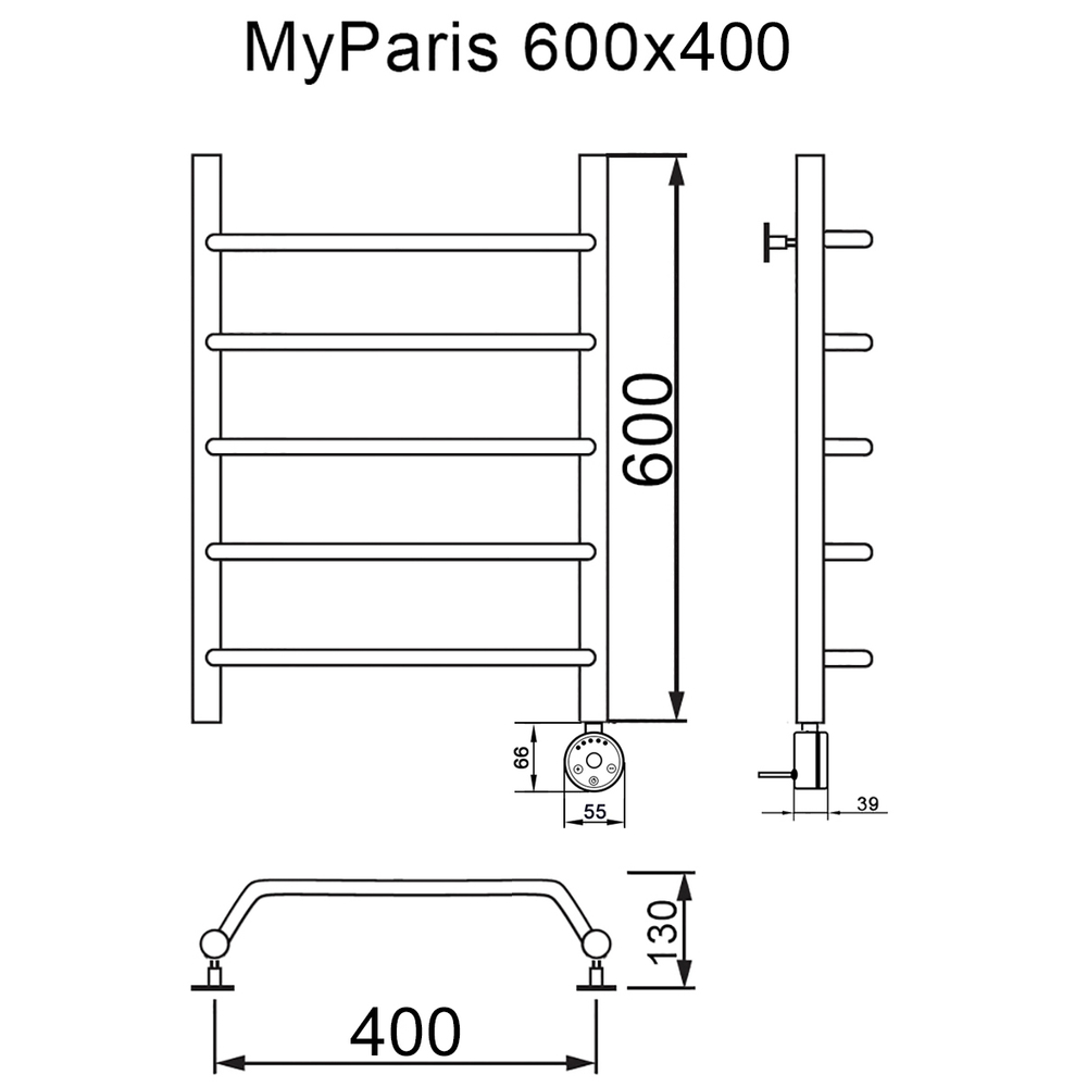 Полотенцесушитель электрический MYFREA My Paris 60/40 правый тэн, шт