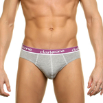 Серые мужские слипы с фиолетовой брендированной резинкой (Размер: M) (Цвет: серый)