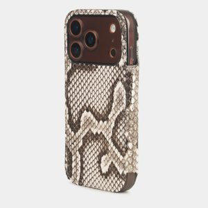 Чехол-книжка кожаная для iPhone 17 Pro Max, питон натурального цвета