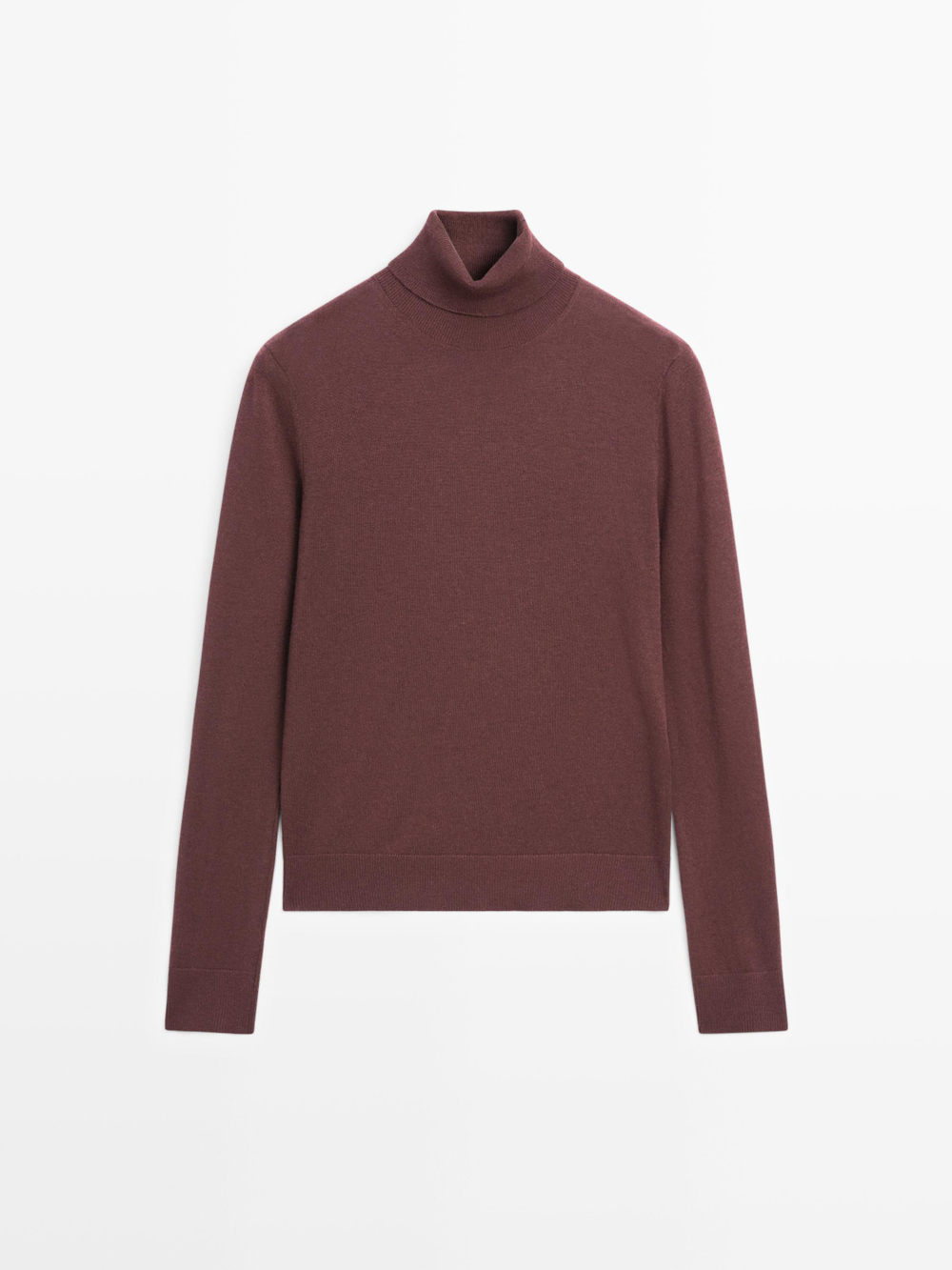 Massimo Dutti Свитер из смесовой шерсти с высоким воротником, гранатовый