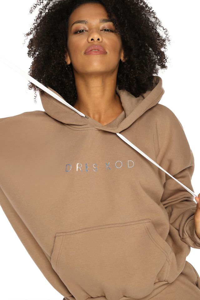 Худи oversize с капюшоном цвета кофе