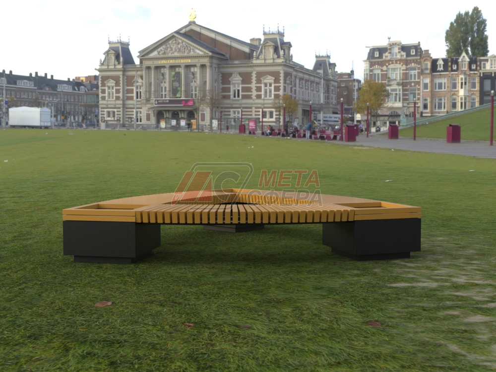 Лавка Rail Road 02 Треугольник с 3-мя вазонами