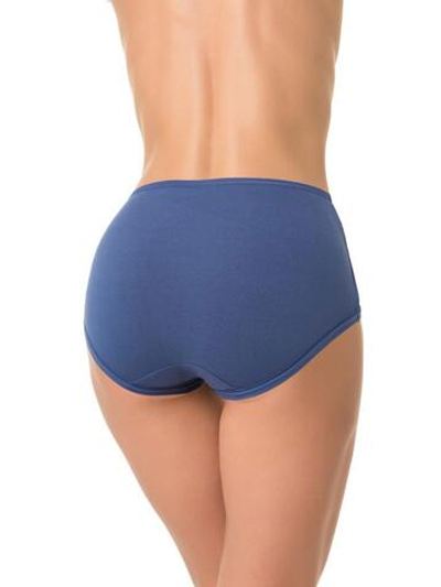 Высокие трусики plus size с кружевной вставкой (Размер: XL) (Цвет: темно-синий)
