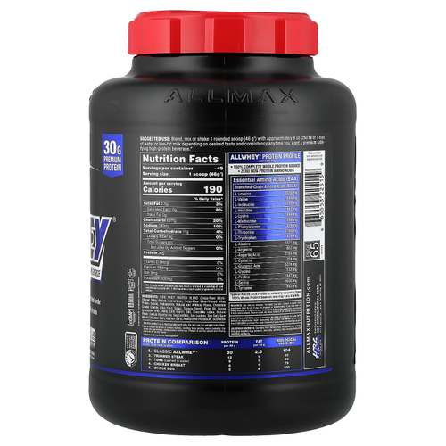 ALLMAX, CLASSIC ALLWHEY®, источник 100% сывороточного протеина, печенье и сливки, 5 фунтов (2,27 кг)