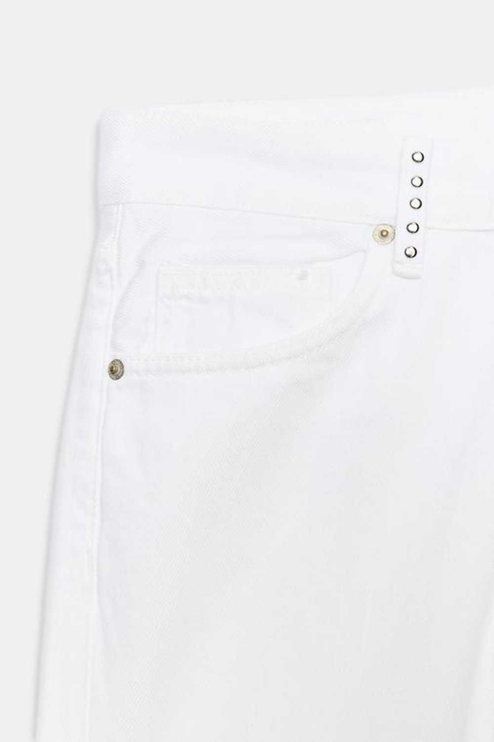 ZARA ДЖИНСЫ TRF WIDE LEG С НИЗКОЙ ПОСАДКОЙ И ЗАКЛЕПКАМИ, БЕЛЫЙ