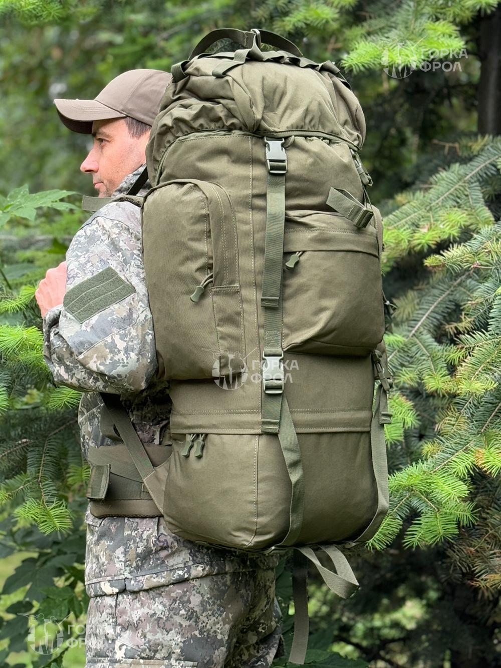 Рюкзак тактический Grizzly 75 л Cordura 500D олива