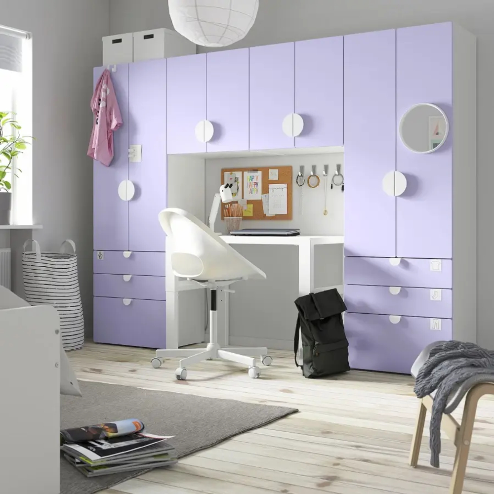 Гардероб - IKEA SMÅSTAD/SMASTAD/СМОСТАД ИКЕА,  181х240 см, белый/фиолетовый