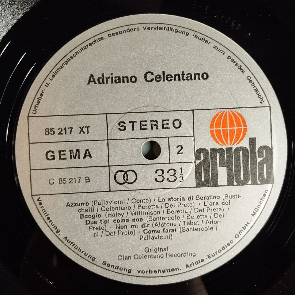 Винтажная виниловая пластинка LP Adriano Celentano Azzurro (Germany 1971) Buona Sera