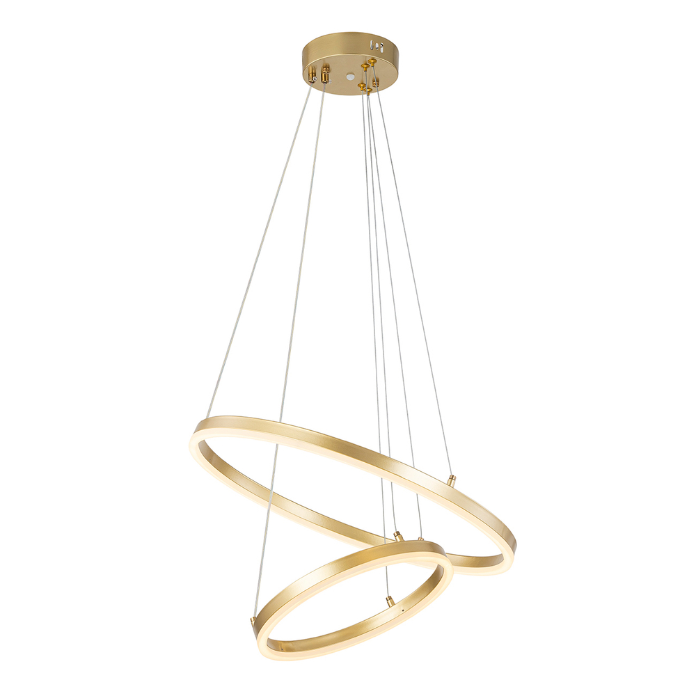 Подвесной светодиодный светильник 66Вт, 4816Лм, 3000-6500К, Ra>80, плавная регулировка мощности, изменение цветовой температуры, ночник, управление со смартфона, металл/акрил, золото