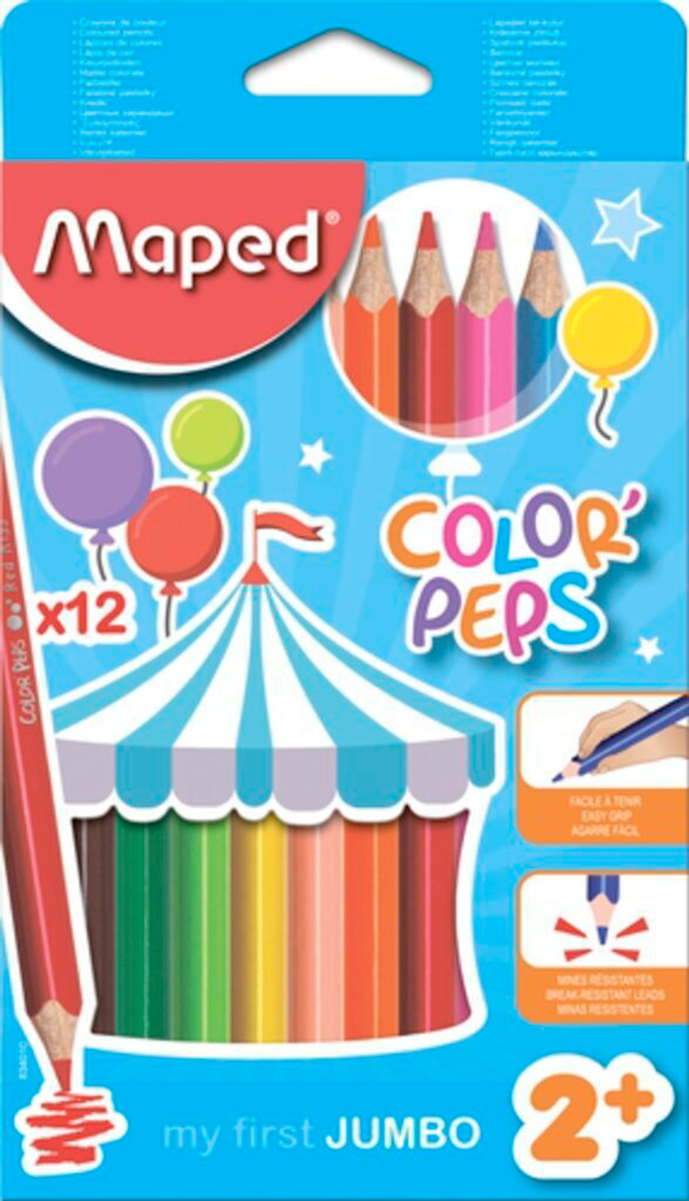 Карандаши цвет. Jumbo 12цв  Maped Color Peps трехгранные, ударопрочные, карт.упак.