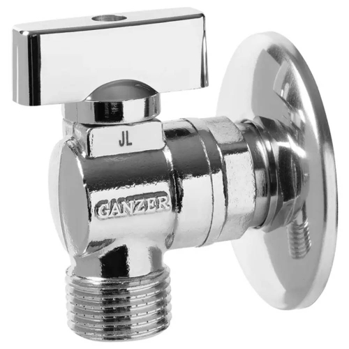 Кран VIEIR LUX Ganzer шаровый угловой 1/2"x1/2" хром. с отражалелем (60/1) GZR33