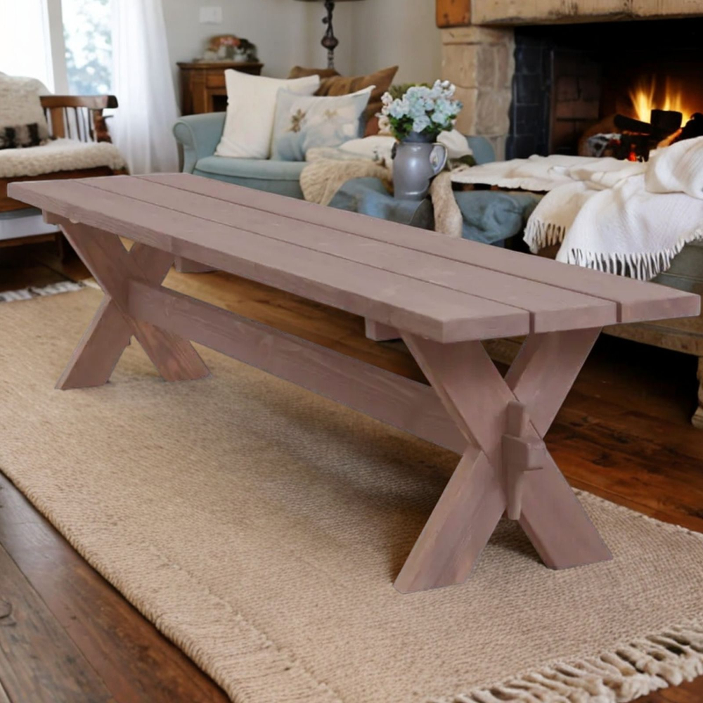 Деревянная скамейка садовая Осло из массива сосны для дома и сада 200х44 см, венге