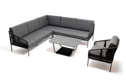 "Канны" модульная угловая лаунж-зона из роупа (веревки), цвет темно-серый