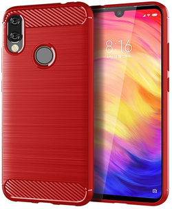 Чехол для Xiaomi Redmi Note 7 (Note 7S, Note 7 Pro) цвет Red (красный), серия Carbon от Caseport