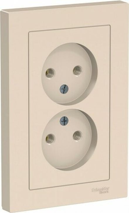Розетка двухместная Systeme Electric AtlasDesign Беж б/з в сборе 16А