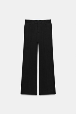 ZARA БРЮКИ ПРЯМОГО КРОЯ С НИЗКОЙ ПОСАДКОЙ, ЧЕРНЫЙ