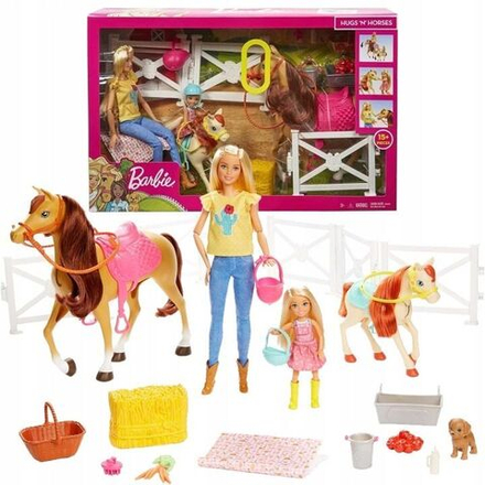 Кукла Mattel Barbie - Кукла Барби и Челси на конной ферме с фигурками лошадей и аксессуарами - Барби GLL70