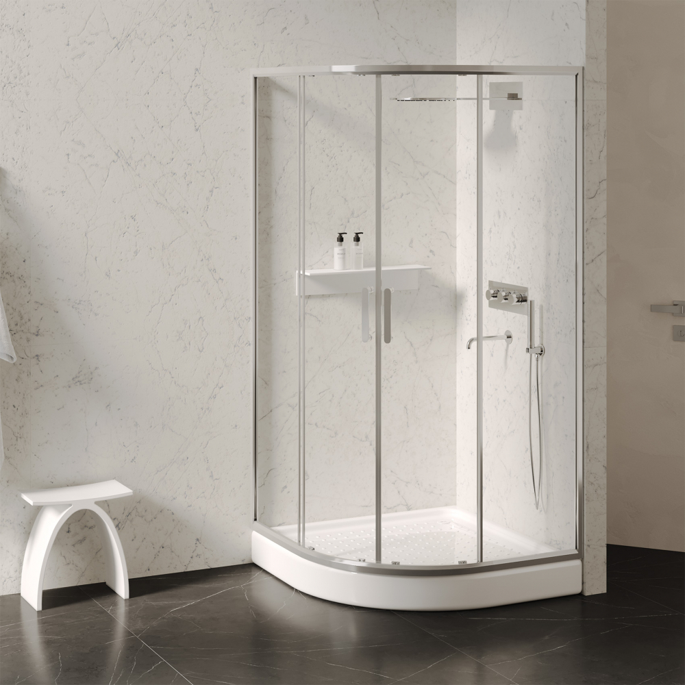 Душевой поддон ABBER AD3A100 100х100 четверть круга, акриловый, белый